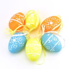 Dommio Velikonoční malovaná vajíčka vzor krajka 6 ks, 6x4 cm