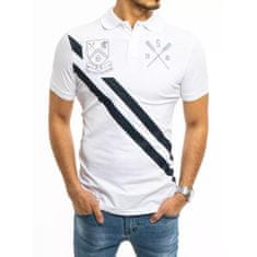 Dstreet Pánské tričko s límečkem bílé STRIPE px0362 XXL