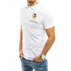 Dstreet Pánské tričko s límečkem bílé NUMMER px0360 XL