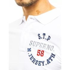Dstreet Pánské tričko s límečkem bílé SUPERNO px0419 XXL