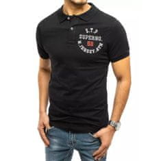 Dstreet Pánské tričko s límečkem černé SUPERNO px0421 M