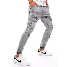 Dstreet Pánské džínsové jogger kalhoty s kapsami šedé ux3279 S