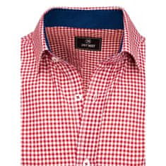 Dstreet Pánská červenobílá jemně kostkovaná košile dx2122 XL