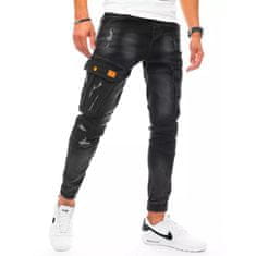 Dstreet Pánské riflové jogger kalhoty tmavě šedé DENIM ux3256 s31