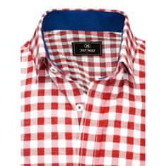 Dstreet Pánská košile s krátkým rukávem kostkovaná bílo červená kx0954 M