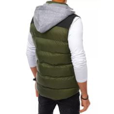 Dstreet Pánská zimní prošívaná vesta s kapucí ROLA zelená tx3935 XXL