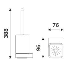 NIMCO WC štětka s držákem na zeď černá nízká hranatá nádoba matné sklo NIMCO NIKAU černá NKC 30094CN-90