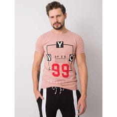 MECHANICH Pudrově růžové pánské tričko s textovým potiskem MH-TS-2088.07_361670 M