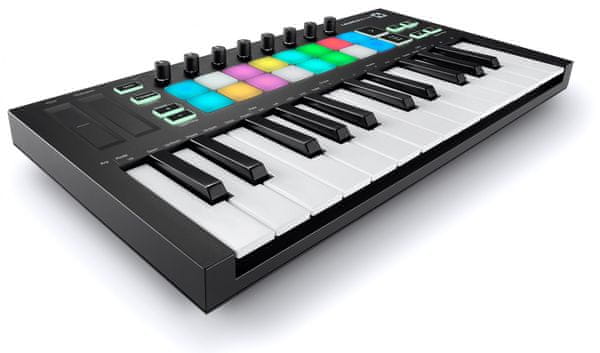  moderní midi kontroler novation launchkey usb připojení arpeggiator fixed chord mody dotykové pady potenciometry ableton live lite plug n play 