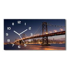 Wallmuralia Skleněné hodiny na stěnu Most San Francisco bílé 60x30 cm