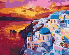 ZUTY Diamantové malování - ZÁPAD SLUNCE NA SANTORINI 40x50 cm bez rámu a bez vypnutí plátna