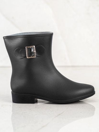 Amiatex Výborné gumáky dámské černé na plochém podpatku + Ponožky Gatta Calzino Strech