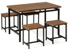 Beliani Sada jídelního nábytku stůl a čtyři stoličky ořechové ARLINGTON