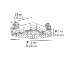 Wenko Rohová koupelnová polička BARI, Vacuum-Loc - chromovaná ocel