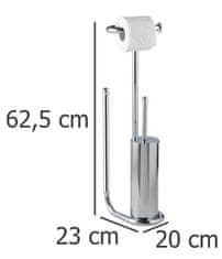 Wenko Stojan na toaletní papír a WC štětku z chromové oceli, 23x20x63 cm