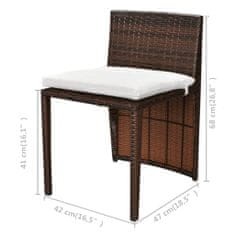 Greatstore 3dílný bistro set s poduškami polyratan hnědý