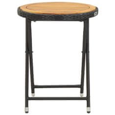 Greatstore Čajový stolek černý 60 cm polyratan a masivní akácie