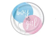 Párty talíře Gender Reveal - Boy or Girl - Kluk nebo Holka - 22 cm - 8 ks