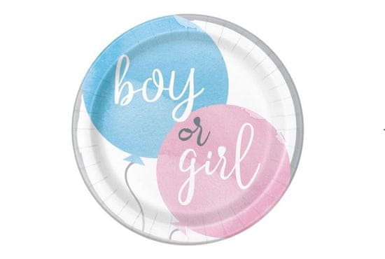 Párty talíře Gender Reveal - Boy or Girl - Kluk nebo Holka - 22 cm - 8 ks