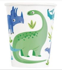 Párty papírové kelímky DINOSAURUS - zelenomodré - 270 ml - 8 ks