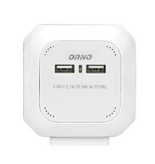 Orno Prodlužovací kabel 4G ORNO OR-AE-13144/W, 4x 230V, 2x USB nabíjecí, přívod 1,4m, bílá