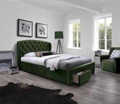 Halmar Čalouněná manželská postel s úložným prostorem Sabrina 160 - tmavě zelená