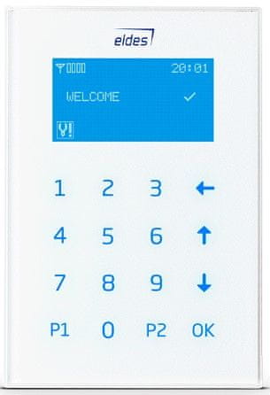 Eldes Skleněná dotyková LCD klávesnice pro ústředny ELDES ESIM364/384 - BÍLÁ