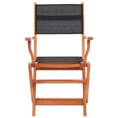 Greatstore Skládací zahradní židle 2ks černé masivní eukalyptus a textilen