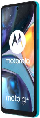 moderný mobilný dotykový telefón smartphone Motorola G22 power 15w nabíjanie 5000 mah batéria 48h výdrž lte wifi Bluetooth 2 sim pamäťová karta NFC platby 6,5palcový displej HD+ Max Vision displej 50mpx fotoaparát IP52 google assistant výkonný procesor kvalitný displej čítačka odtlačkov prstov odomykanie tvárou čítačka odtlačku prstov odomykanie tvárou