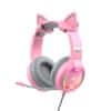 Gamenote H2233d RGB herní sluchátka s kočičími ušima, růžové
