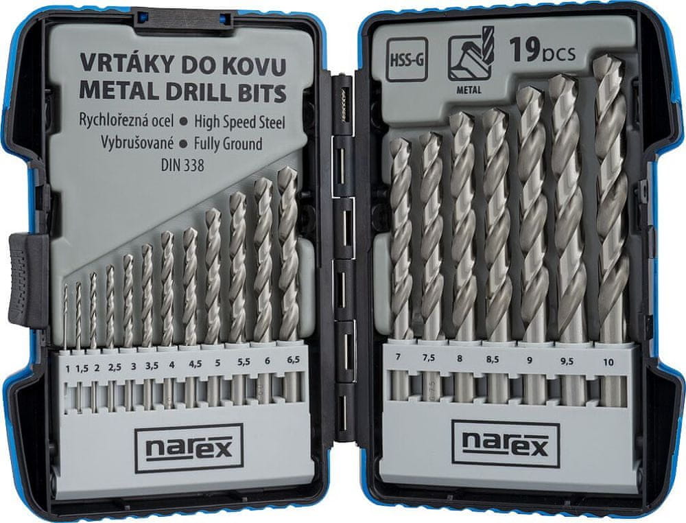 Narex sada vrtáků do kovu 1-10 mm (19 ks) 19-SET HSS-G MSP 65405602