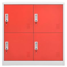 Greatstore Uzamykatelné skříně 2 ks světle šedé a červené 90x45x92,5 cm