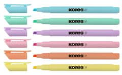 Kores Zvýrazňovač High liner PASTEL - sada 6 ks / tenký