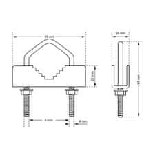 sapro Anténní třmen M8, rozteč 60mm, průměr 51mm, délka 87mm