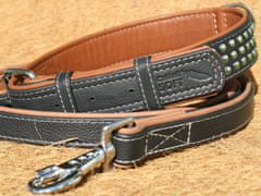 Collar Obojek kožený Soft s cvočky - černý (38-49cm/2,5cm)