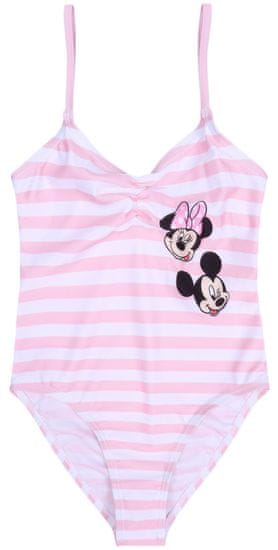 Disney Minnie a Mickeyho pruhované růžovo-bílé jednodílné plavky