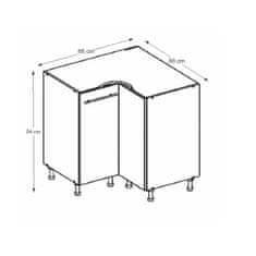 KONDELA Dolní rohová kuchyňská skříňka Cyra New DN-90 - dub sonoma / bílá