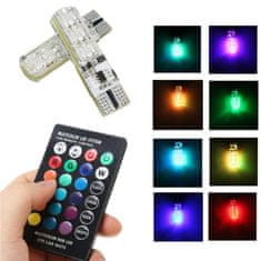 motoLEDy LED žárovky T10 12V RGB CANBUS + dálkové ovládání, sada