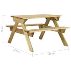 Greatstore Piknikový stůl a lavice 110x123x73 cm impregnované borové dřevo