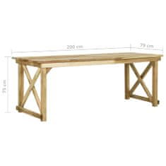 Greatstore Zahradní stůl 200 x 79 x 75 cm impregnované borové dřevo
