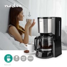 Nedis KACM260EBK kávovar 1000 W, 1.5 l , 12 šálků, funkce udržení teploty, černá / stříbrná