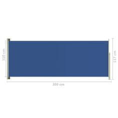 Vidaxl Zatahovací boční markýza/zástěna na terasu 117 x 300 cm modrá