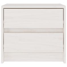 Greatstore Noční stolek bílý 40 x 30,5 x 35,5 cm masivní borové dřevo
