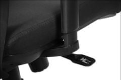 STEMA Otočná ergonomická kancelářská židle HG-0004. Má nylonovou základnu, měkká kolečka, zdvih třídy 4, nastavitelné područky a nastavitelnou opěrku hlavy. Synchronní mechanismus. Černá barva.