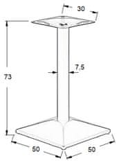 STEMA Kovová stolová podnož pro domácnost, restauraci, hotel SH-4002-8/B, černá, výška 73 cm, rozměry spodního prvku 50x50 cm - rám stolu, stůl