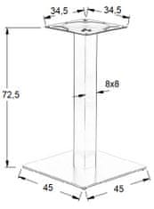 STEMA Kovová stolová podnož pro domácnost, restauraci, hotel SH-5002-5/A, šedá, výška 72,5 cm, spodní prvek 45x45 cm - rám stolu, stůl