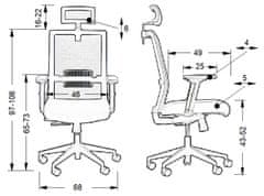 Otočná židle s prodlouženým sedákem RIVERTON F/H, různé barvy, černošedá