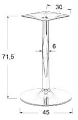 STEMA Chromová podnož stolu pro domácnost, restauraci, hotel SH-4005, výška 71,5 cm, průměr spodního prvku 45 cm - rám stolu, stůl