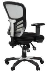 STEMA Otočná kancelářská židle HG-0001. Má nylonovou základnu, měkká kolečka, nastavitelné područky, nastavitelné sedadlo (úhel), nastavitelné opěradlo (nahoru a dolů). Barva černá/šedá.