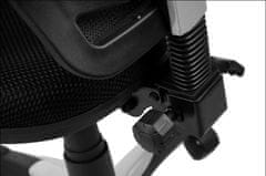 STEMA Otočná kancelářská židle HG-0001H. Má nylonovou základnu, měkká kolečka, nastavitelné područky a opěrku hlavy. Nastavitelné sedadlo (úhel), nastavitelné opěradlo (nahoru-dolů). Černá barva.